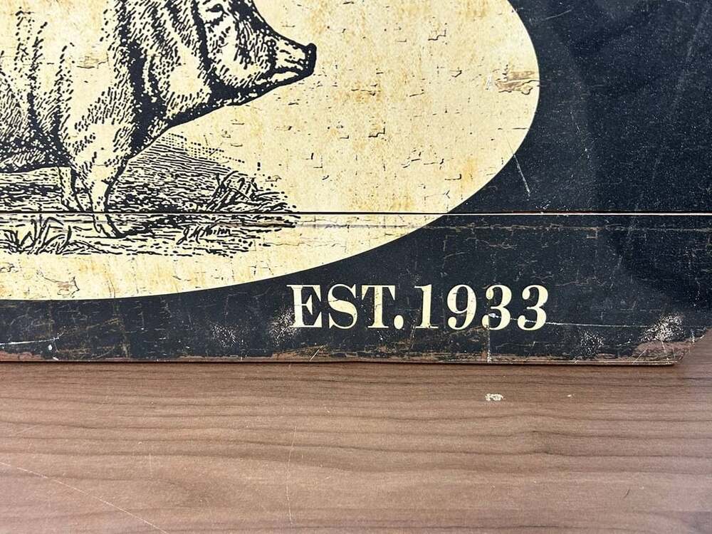 Creative Co-Op Carrington Farms Pig Wood Sign Primitive Farmhouse Wall Decor - Picture 2 of 5